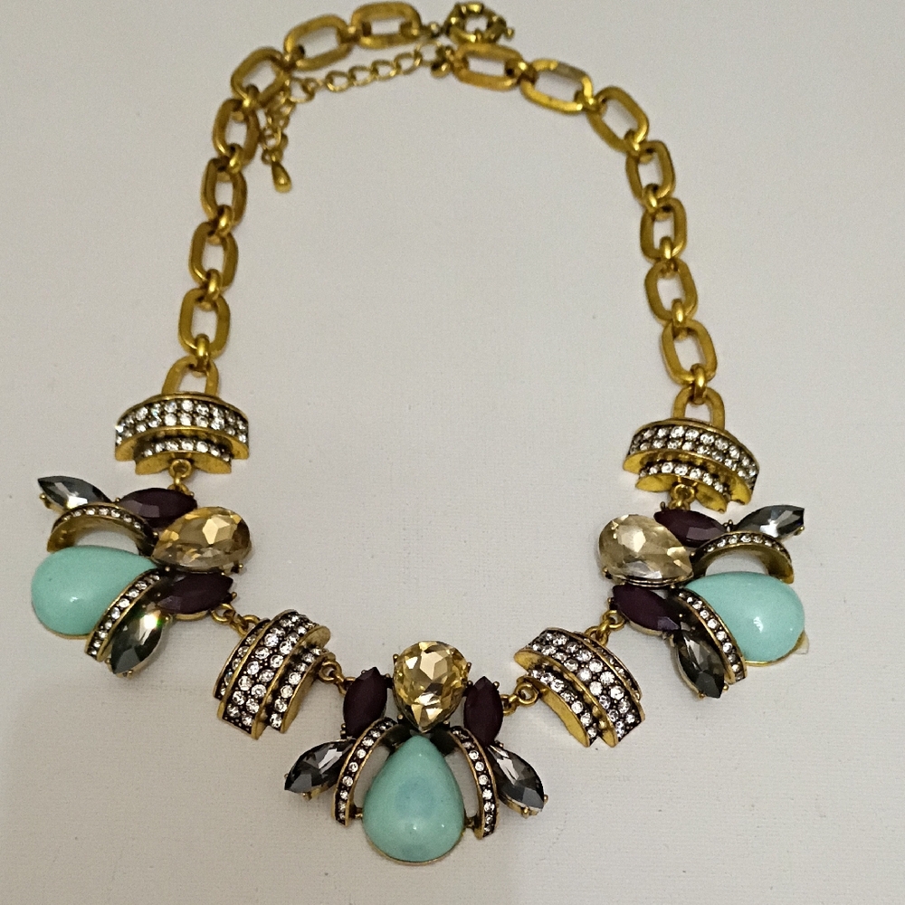 Elegant Gold and Turquoise Statement Necklace